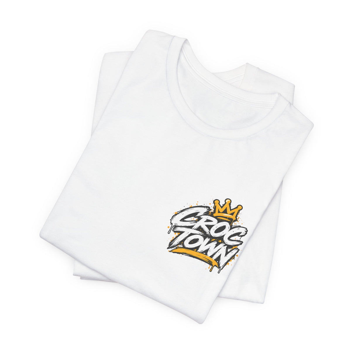 Croc Town Graphic Tee – Crowned Crocodile Backprint Short Sleeve Shirt