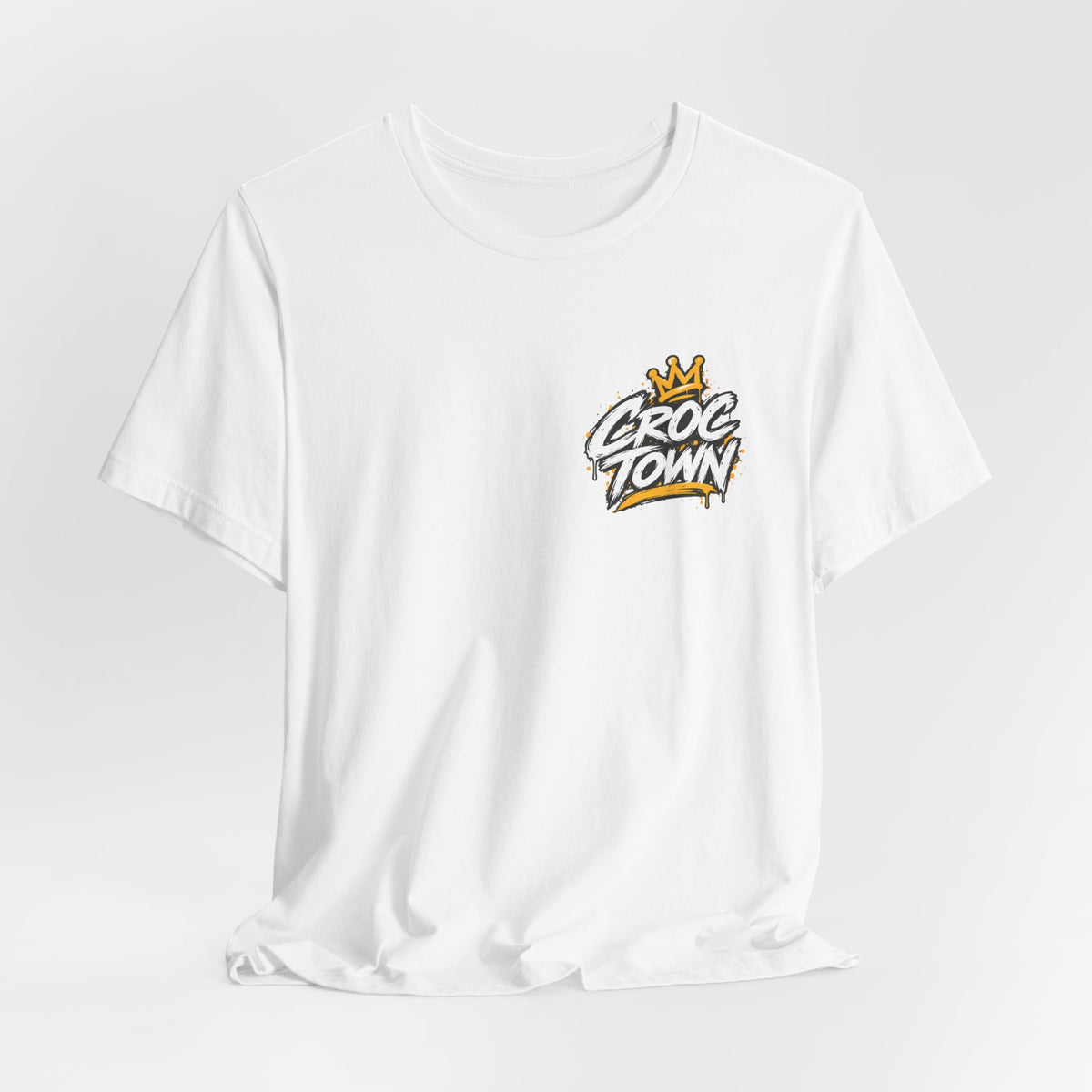 Croc Town Graphic Tee – Crowned Crocodile Backprint Short Sleeve Shirt