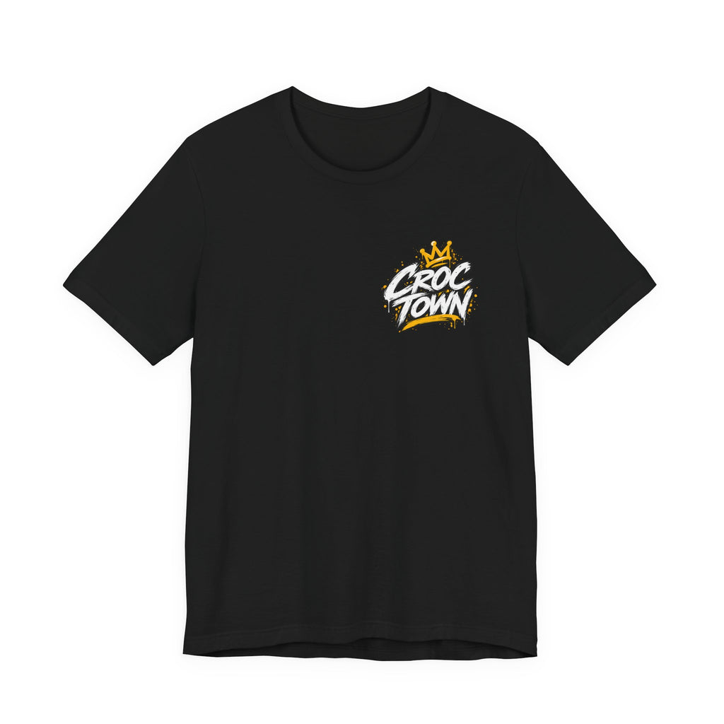Croc Town Graphic Tee – Crowned Crocodile Backprint Short Sleeve Shirt