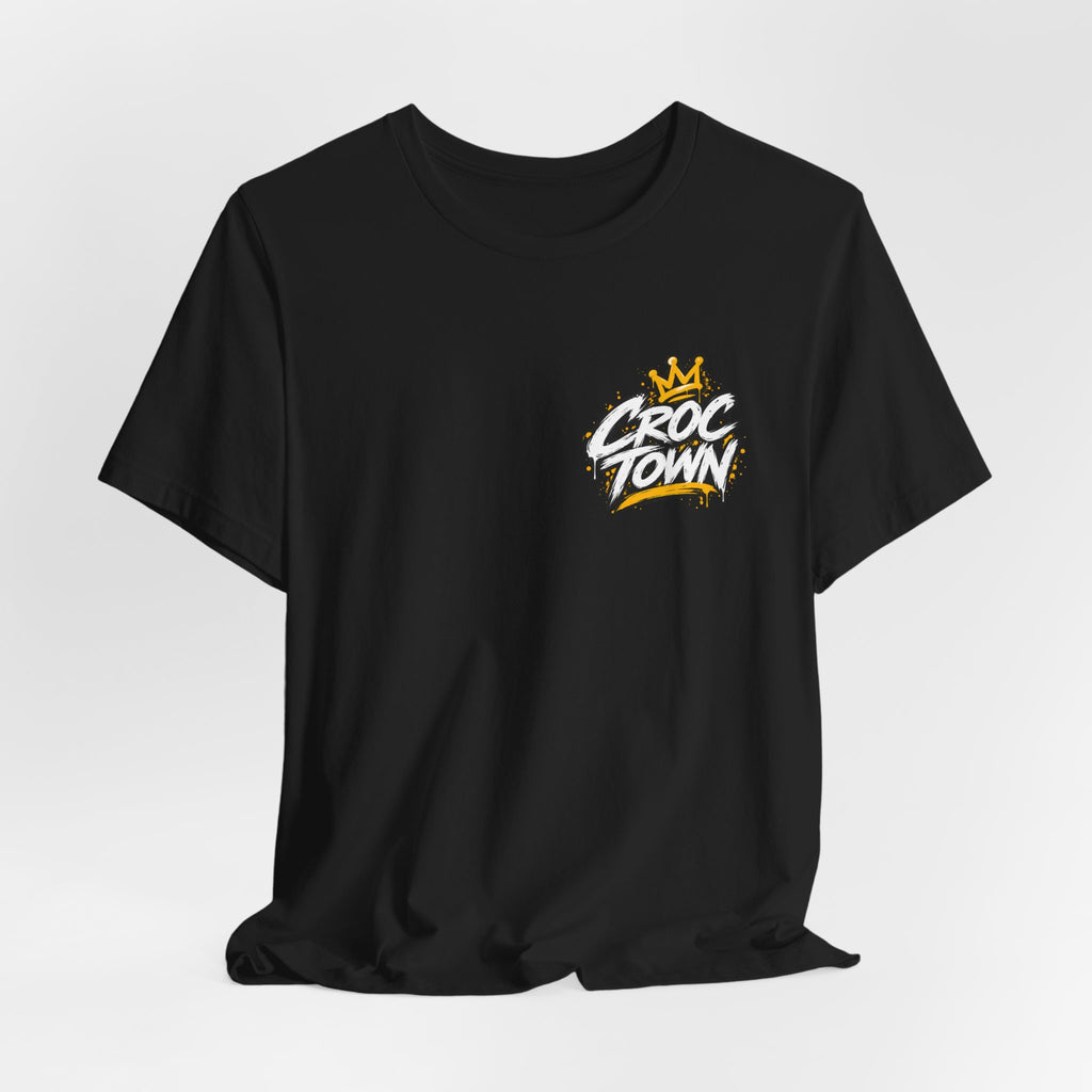 Croc Town Graphic Tee – Crowned Crocodile Backprint Short Sleeve Shirt